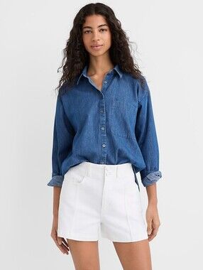 NWT Loft Chambray Everyday Oversized Pocket Shirt